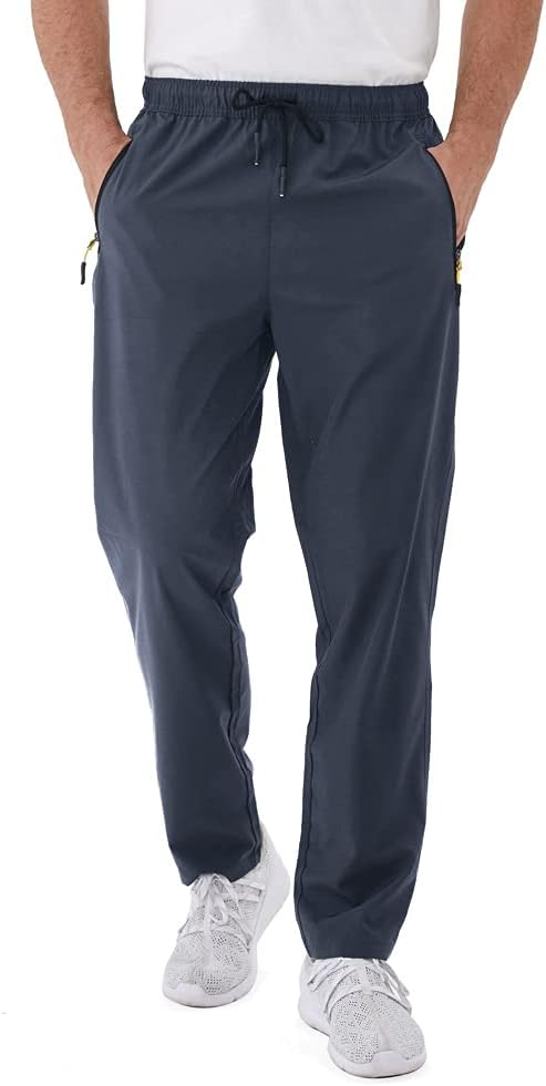Men's Lightweight Pants with Zipper Pockets Quick Dry Workout Athletic Travel Pants