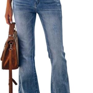 Women High Waisted Jeans Flare Stretch Boyfriend Bootcut Casual Denim Pants