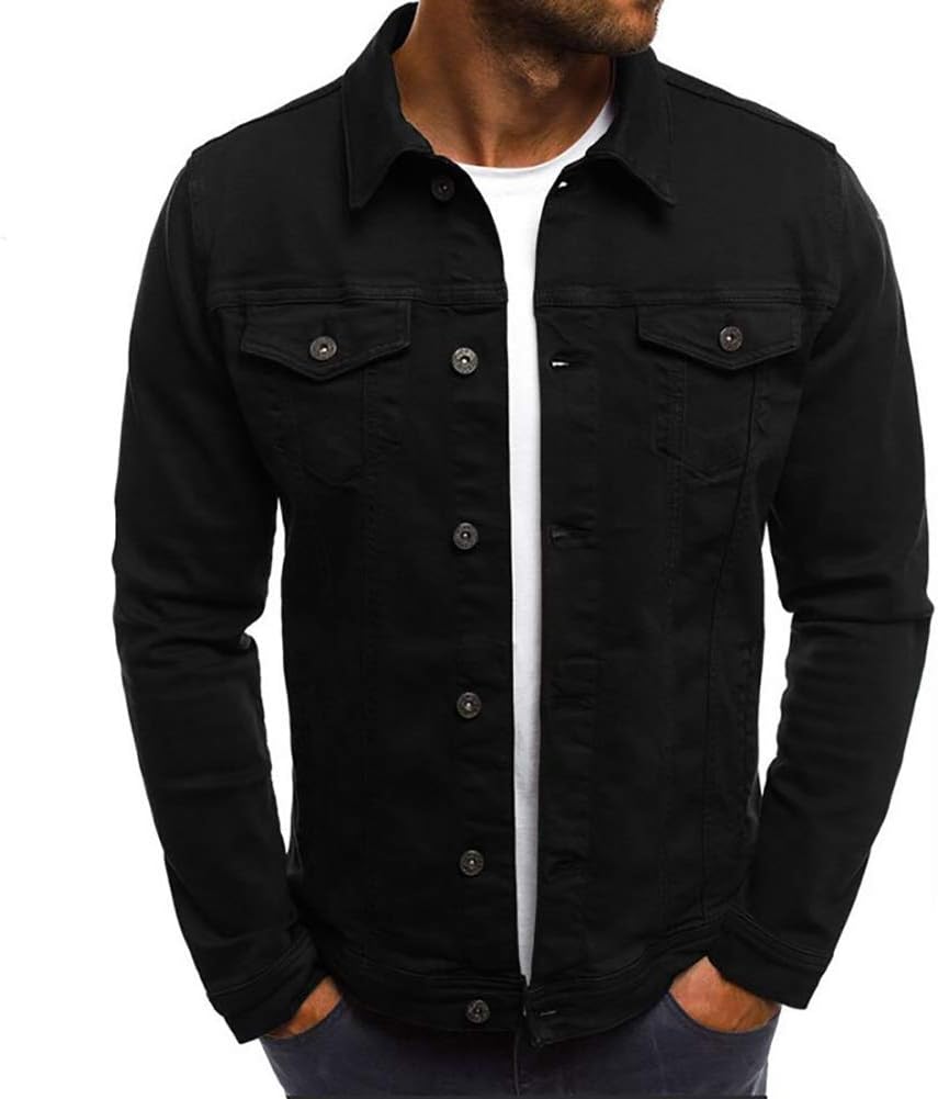 Men's Casual Classic Denim Jacket Slim Fit Fashion Jean Coat