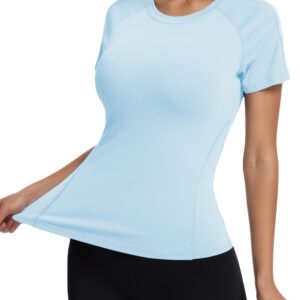 Women's Compression Workout Shirts Breathable Quick Dry Gym Short Sleeve Basic Tops