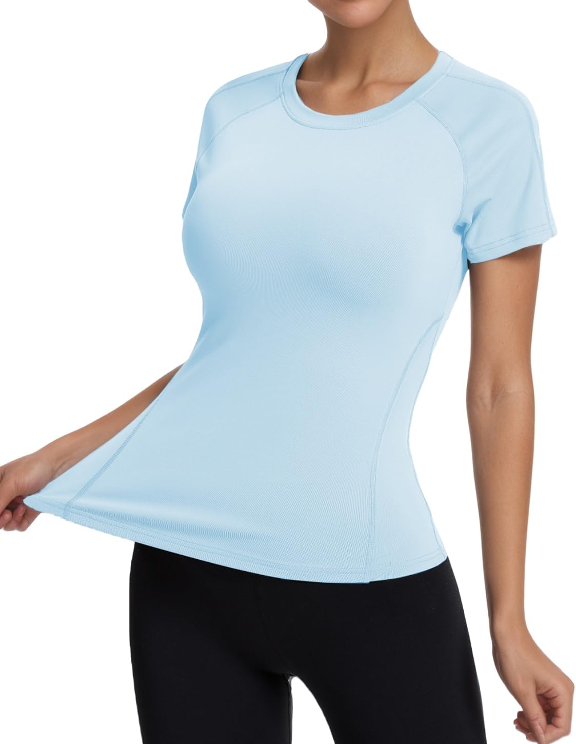 Women's Compression Workout Shirts Breathable Quick Dry Gym Short Sleeve Basic Tops