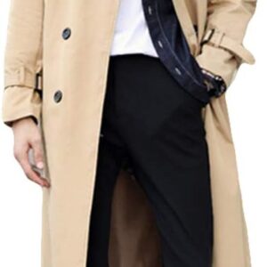 Man's Double Breasted Trench Coat Oversized Casual windbreaker Lapel Long Jacket Overcoat