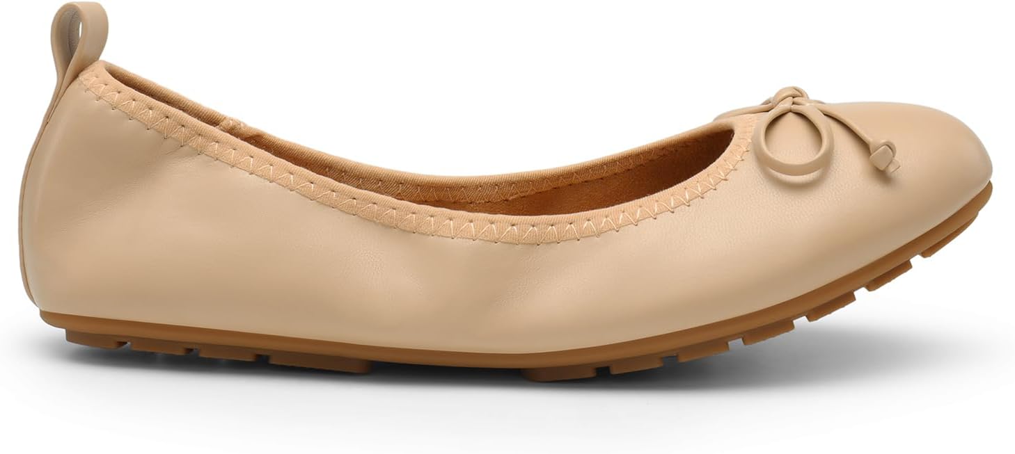 Women's Flats, Foldable Ballet Flats for Women, Bowknot Round Toe Comfort Light Weight Slip-On Dress Shoes - Image 2