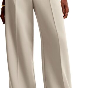 Women Wide Leg Pants High Waisted Business Casual Work Trousers Dressy Pants with Pockets