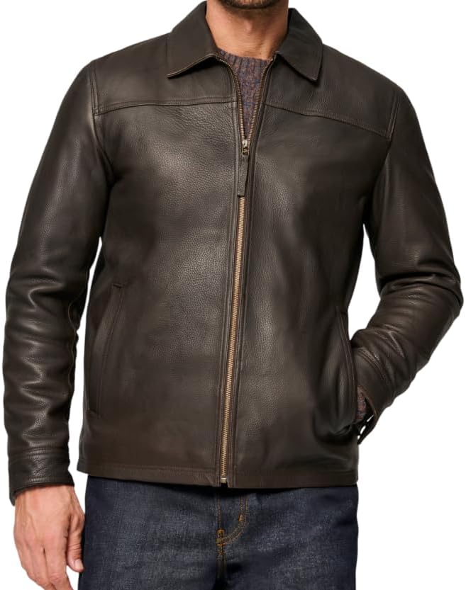 Men's New Black/Brown Lambskin Leather Classic Open Bottom Jacket Motorcycle Vintage Racing Jacket - Image 2