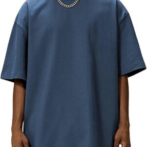 men Oversized Cotton t Shirt Heavyweight Tee Casual Crew Neck Short Sleeve Loose Summer Basic Tops