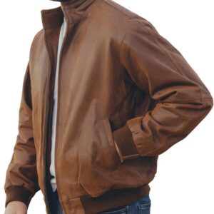 Men's Real Leather Bomber Casual Jacket
