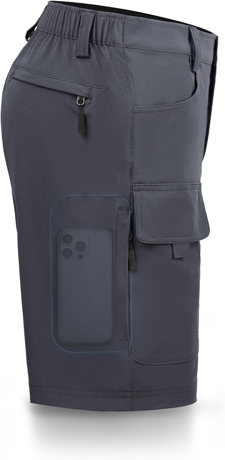 men Hiking s 9"/10" Quick Dry Lightweight Waterproof for Golf Tactical Fishing Casual with 6 Pockets