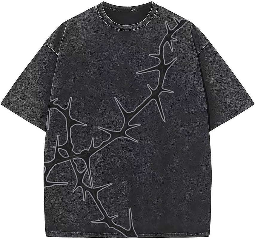 Y2K Graphic T-Shirts Vintage Oversized Tees Streetwear Casual Acid Washed Tops for Men Women