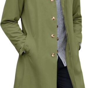 Mens Trench Coat Single Breasted Casual Slim Fit Windbreaker Lapel Lightweight Long Jacket Overcoat