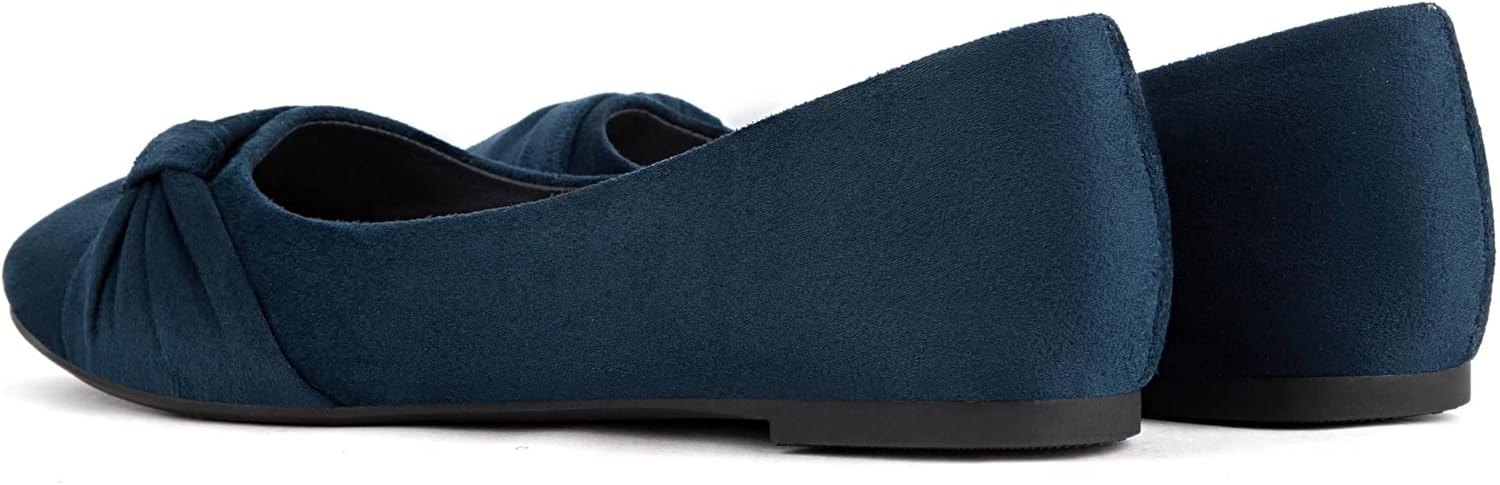 Women's Flats Shoes Faux Suede Round Toe Ballet Dressy Flats Comfortable Slip On Walking Shoes - Image 2