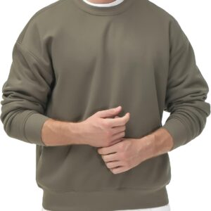 Men's Fleece Crewneck Sweatshirt Thick Loose fit Soft Basic Pullover Sweatshirt