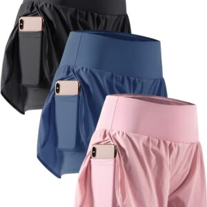 2 in 1 Women's Workout Shorts for Athletic Gym Running Shorts with Phone Pockets