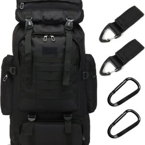 70L Hiking Backpack for Men, Waterproof Lightweight Camping Backpack, Military Rucksack with , 3-Day Assault Pack for Travel, Climbing, Outdoor Sports(Black)