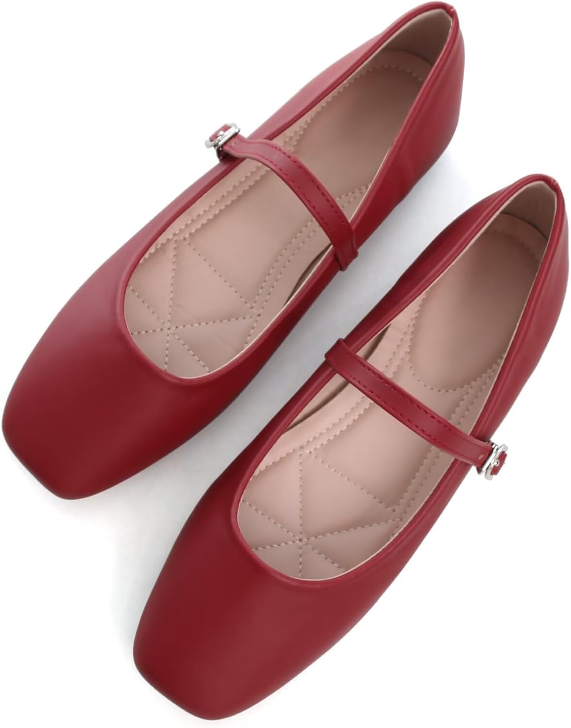 Leather Flats for Women Comfortable Square Toe Slip On Flats Soft Work Flats Retro Mary Jane Flats