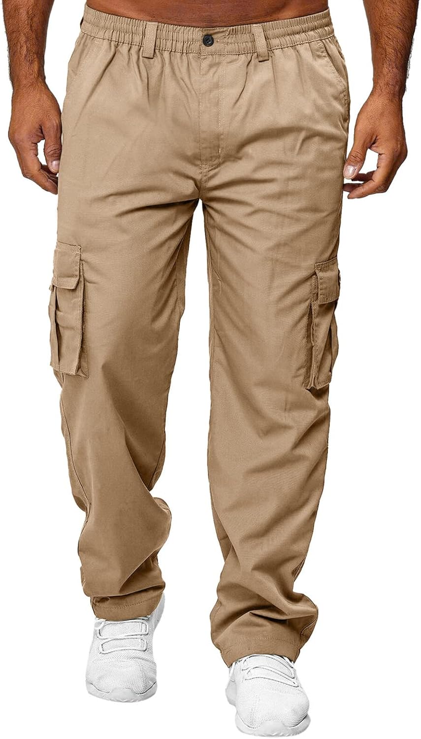 Men's Cargo Pants with Pockets Cotton Hiking Sweatpants Casual Athletic Jogger s Outdoor Trousers Relaxed Fit - Image 2