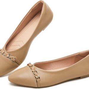 Ballet Flat Shoes for Womens,PU Leather Womens Loafers,Women Pointed Toe Dress Flat Shoes Casual, Comfortable Slip on Flats Shoes Women