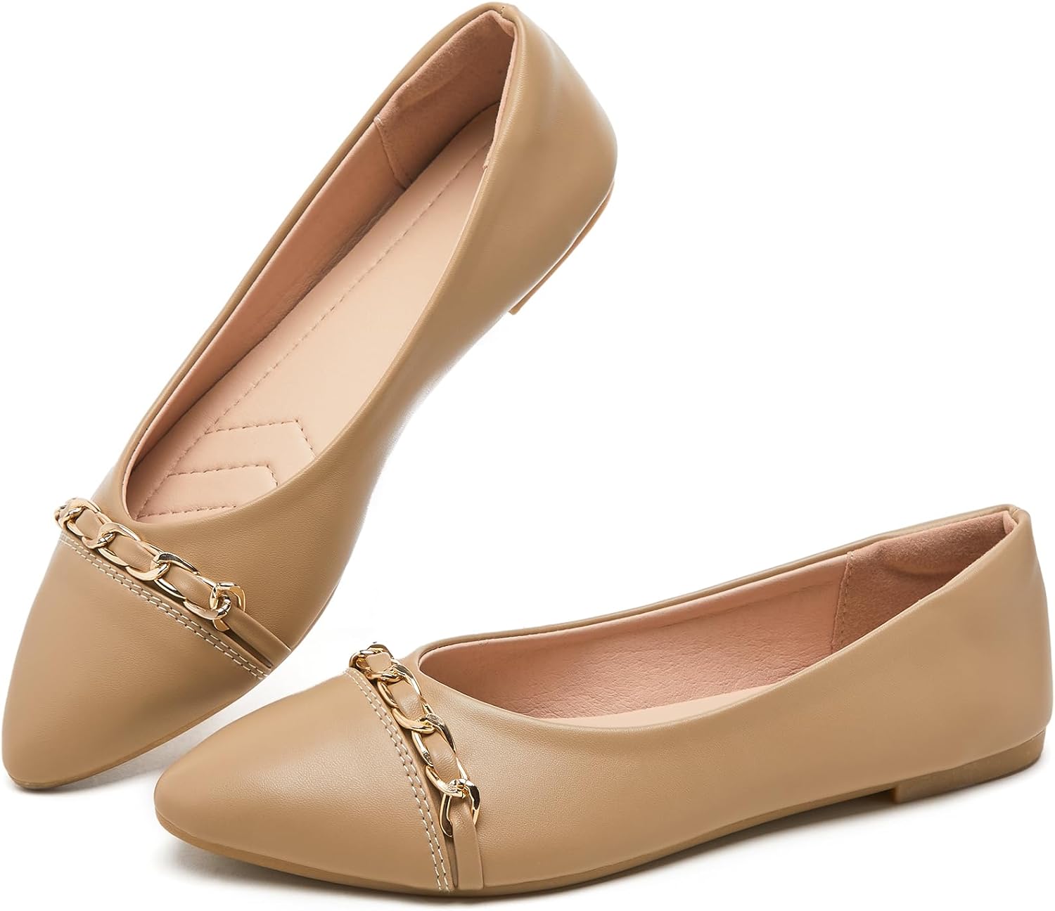 Ballet Flat Shoes for Womens,PU Leather Womens Loafers,Women Pointed Toe Dress Flat Shoes Casual, Comfortable Slip on Flats Shoes Women