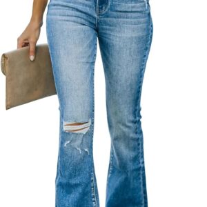 Women Flare Bell Bottom Jeans High Waisted Wide Leg Bootcut Jeans Stretchy Denim Pants