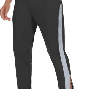 Men's Sweatpants Zipper Legs Bottom - Tapered Track Traning Running Athletic Workout Basketball Slim Fit Pant Zip Pockets