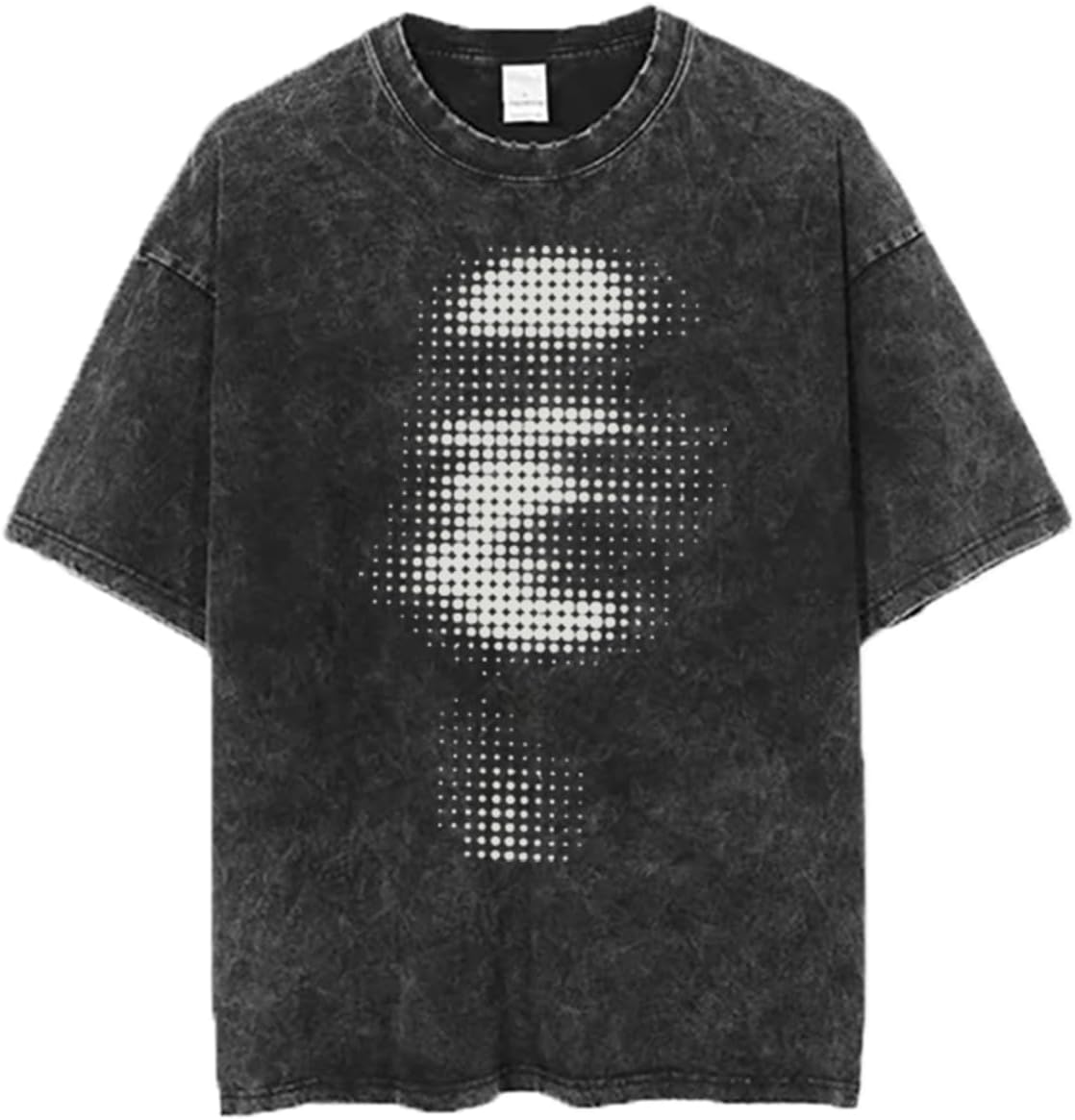 men Vintage Oversized Tee Shirts Hiphop Rapper Print Acid Wash Tops Streetwear Graphic Cotton Short Sleeve Black Shirt