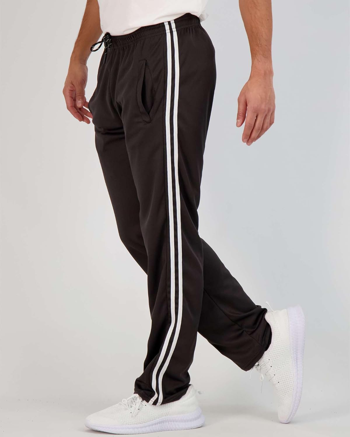 3 Pack: Men's Mesh Athletic Gym Workout Lounge Open Bottom Sweatpants with Pockets (Available in Big & Tall) - Image 2