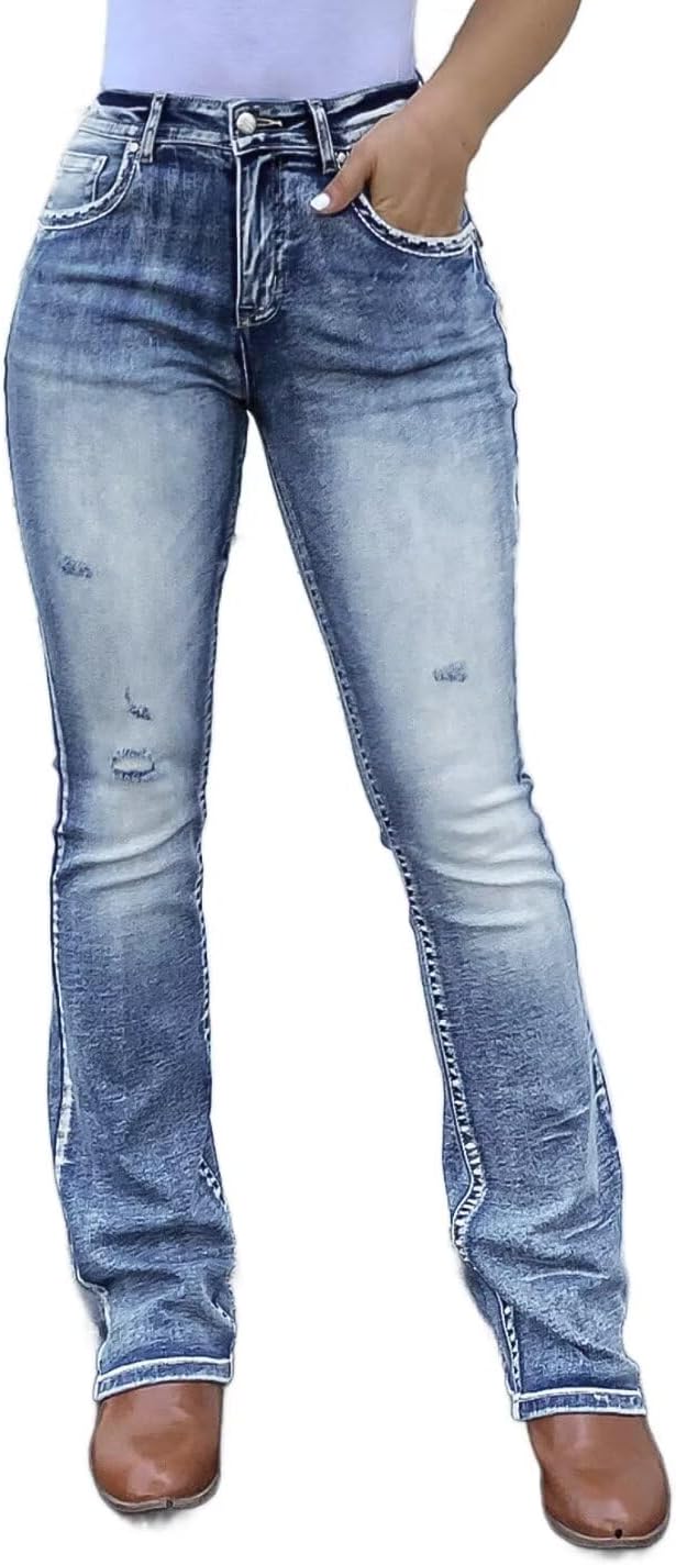 Boot Cut Jeans for Women Trendy Stretch Jeans Butt Lifting Jeans Tummy Control Jeans Denim Pants - Image 2
