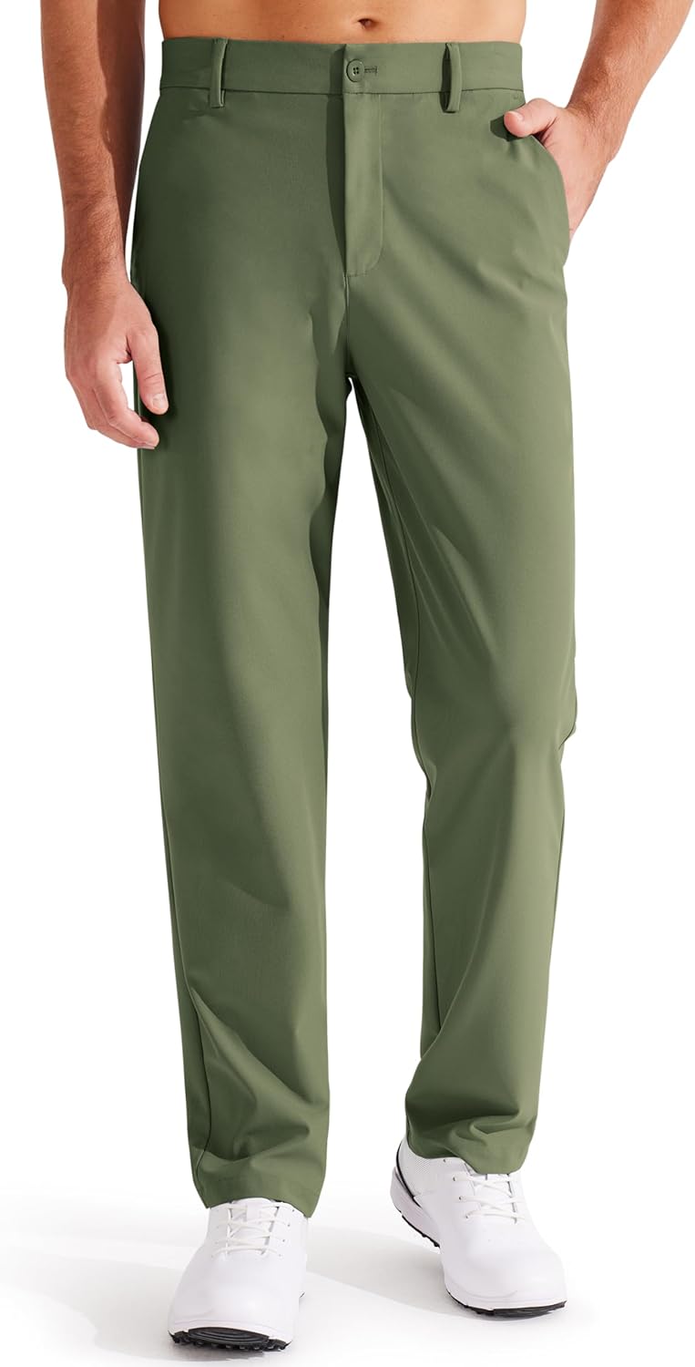 Men's Golf Pants Classic Fit Flat Front Work Dress Pants 29" 31" 33" Stretch Casual Pants Lightweight with Pockets