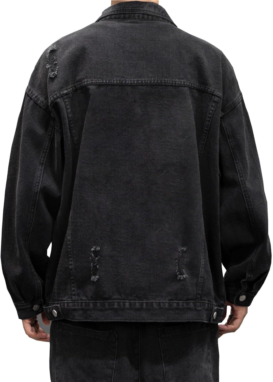 Men's Distressed Denim Jacket Casual Vintage Rugged Trucker Coat - Image 2