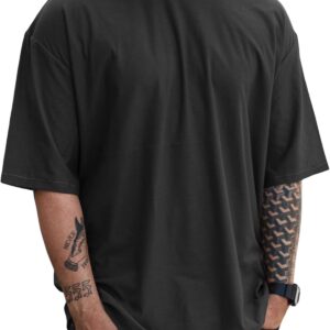 men Fashion Short Sleeve Tshirts Workout Oversize Pullover Solid Color Casual Tees