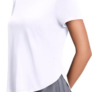 Workout Tops for Women UPF 50+ Yoga Shirts Short Sleeve Athletic Tops with Side Slits Running Gym Tee Top Loose Fit