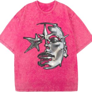 men Graphic Tees Acid Wash Tshirt Oversized T-Shirt Vintage Shirt Streetwear Casual Cotton Loose Fit Tee Tops