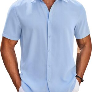 men Button Down Shirts Short Sve Casual Shirt Summer Beach Wedding Shirts