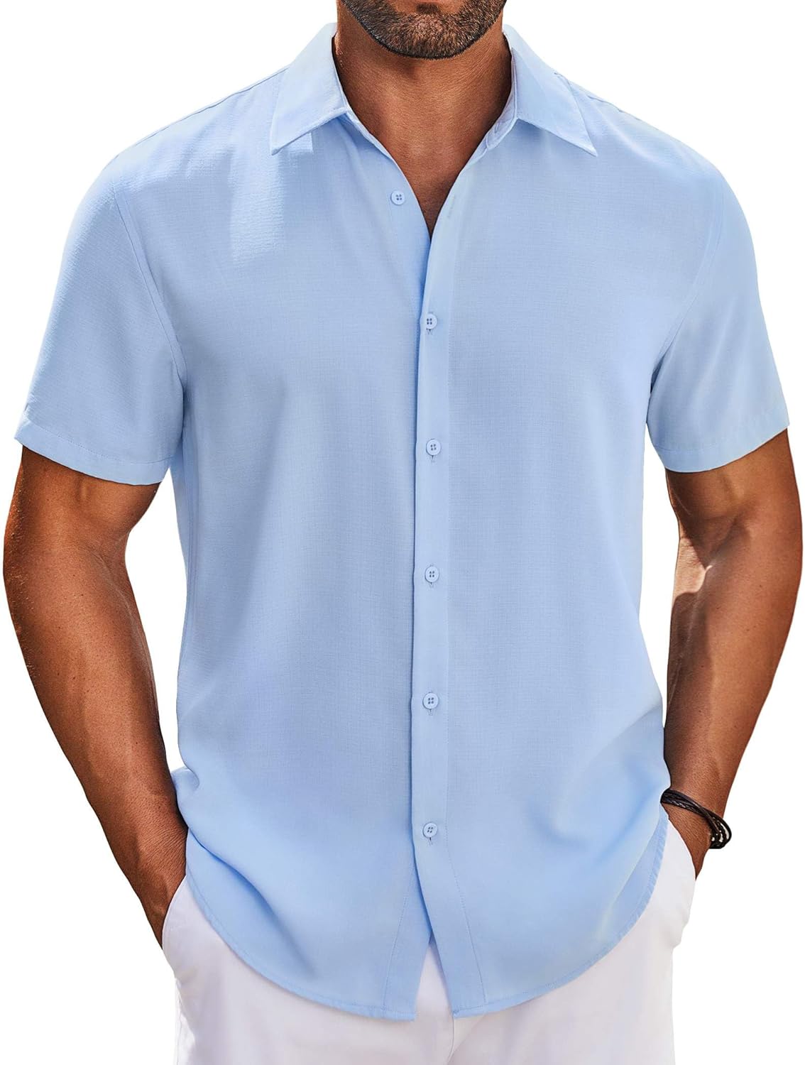 men Button Down Shirts Short Sve Casual Shirt Summer Beach Wedding Shirts