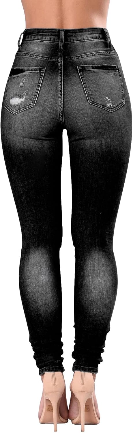 Women High Waisted Jeans for Women Distressed Stretch Jeans for Women Ripped Butt Lift Jeans Denim Pants - Image 2