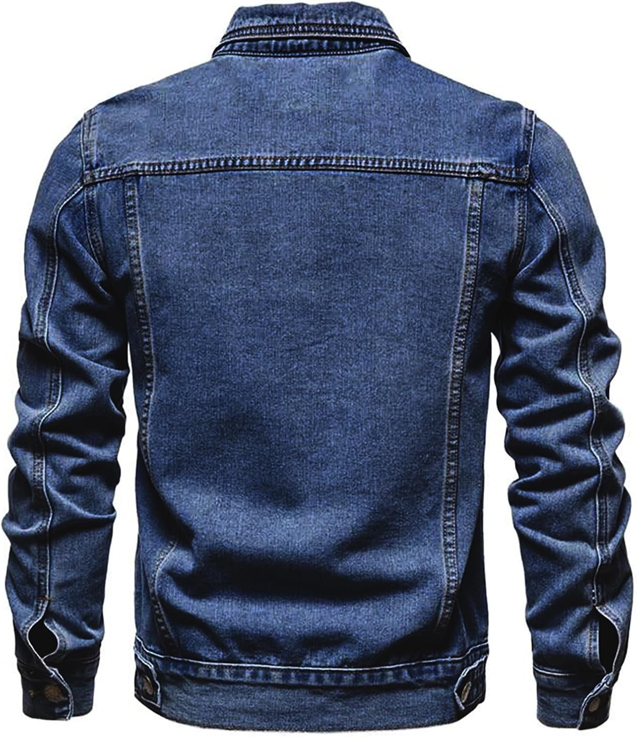 Men's Denim Jacket Vintage-Inspired Jean Jacket with Multiple Pockets - Cotton Blend, Machine Washable - Image 2