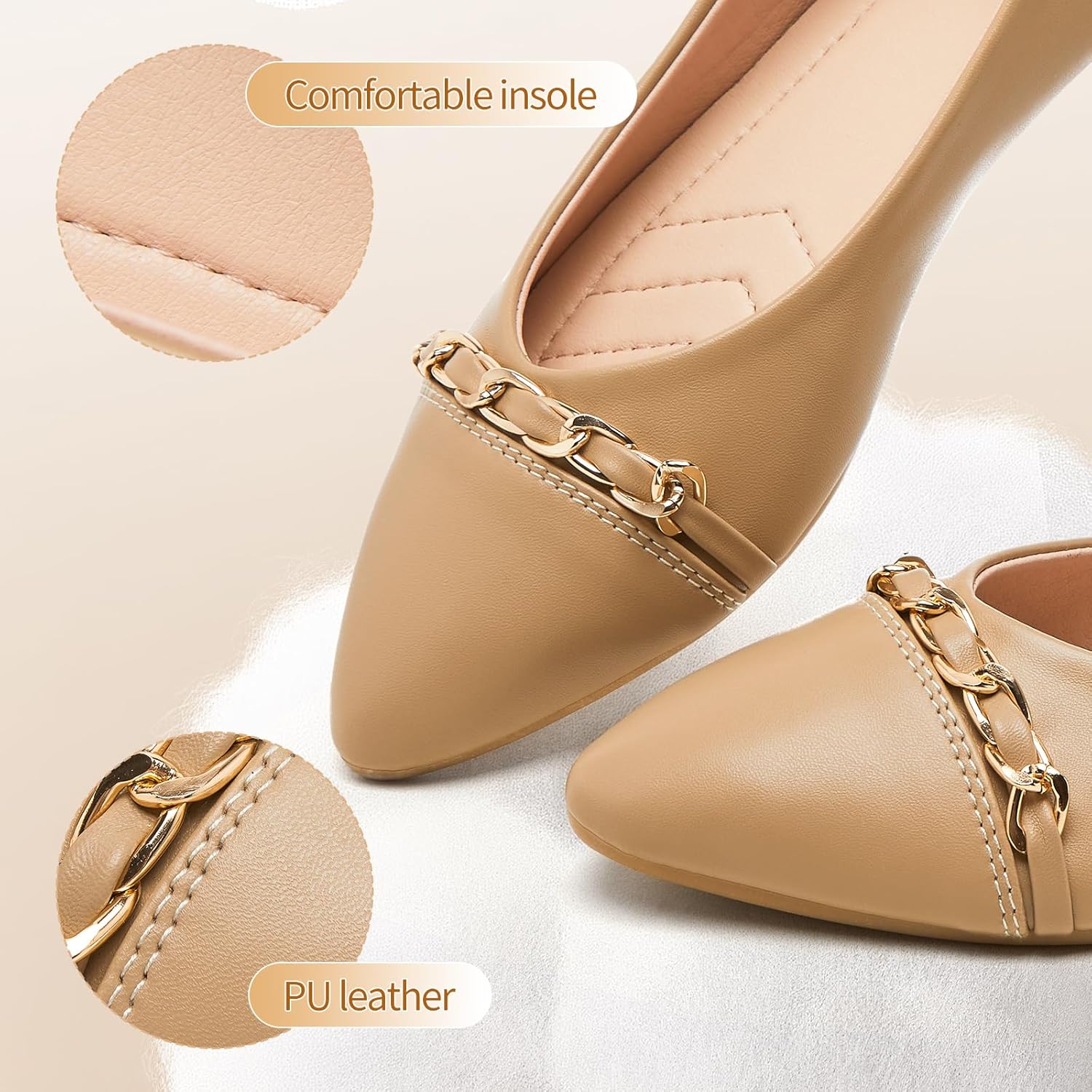 Ballet Flat Shoes for Womens,PU Leather Womens Loafers,Women Pointed Toe Dress Flat Shoes Casual, Comfortable Slip on Flats Shoes Women - Image 2