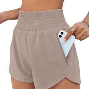 Women's Athletic Shorts High Waisted Running Short Pocket 2.5" Sporty Shorts Gym Elastic Workout Shorts