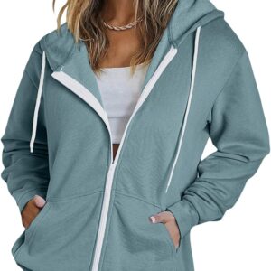 Women's Full Zip Up Hoodie Long Sleeve Hooded Sweatshirts Pockets Jacket Coat for Women