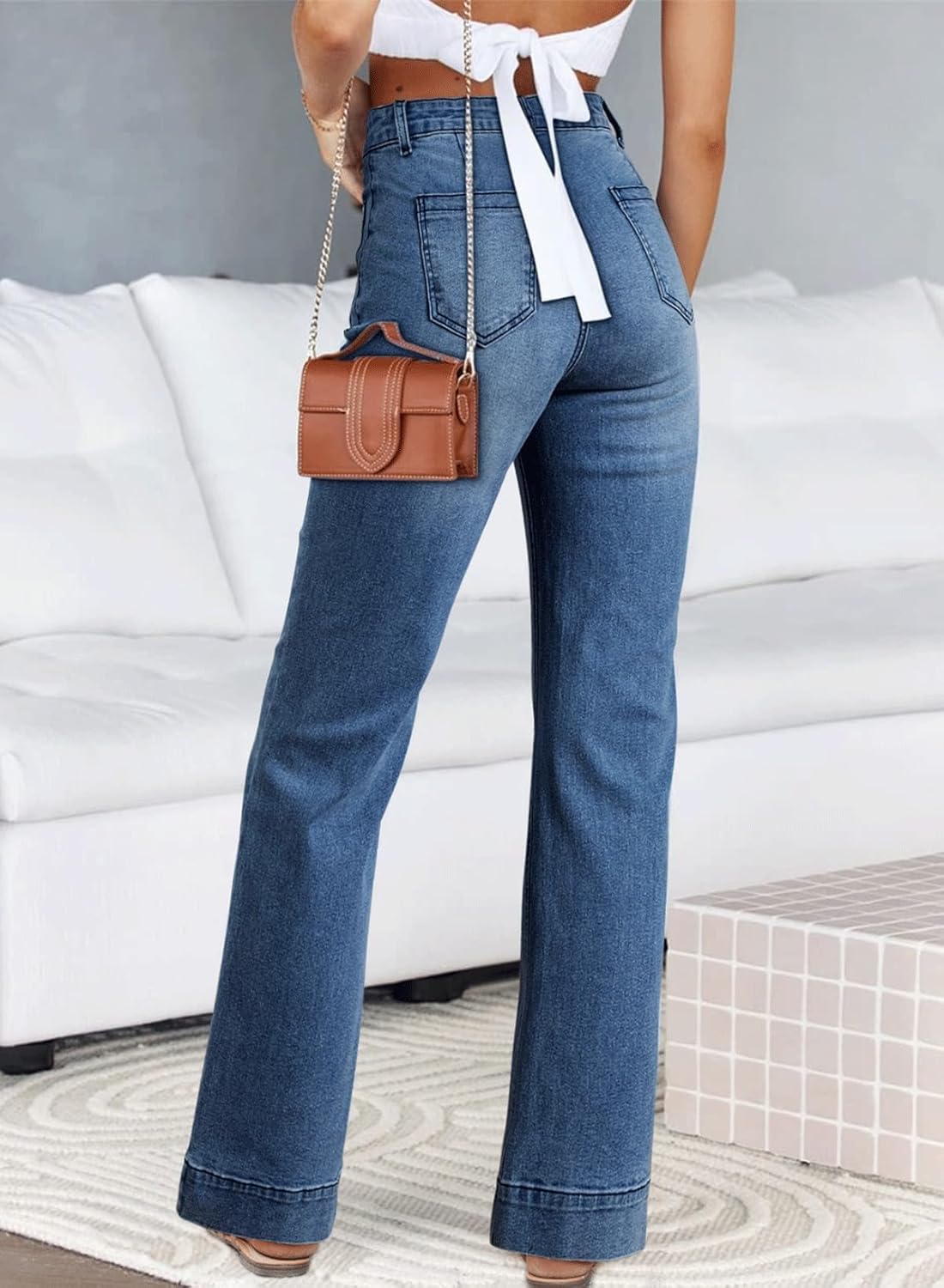 Astylish Women Wide Leg Jeans High Waisted Stretchy Straight Leg Jeans Loose Trendy Denim Pants with Pocket - Image 2