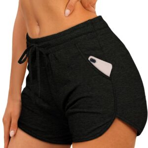 Womens Athletic Shorts Running Dolphin Shorts with Pockets and Drawstring