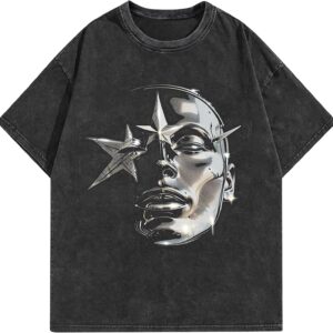 men Graphic Tees Shirt Unisex Cotton Oversized T-Shirt Short Sleeve Vintage Streetwear Casual Tee Top