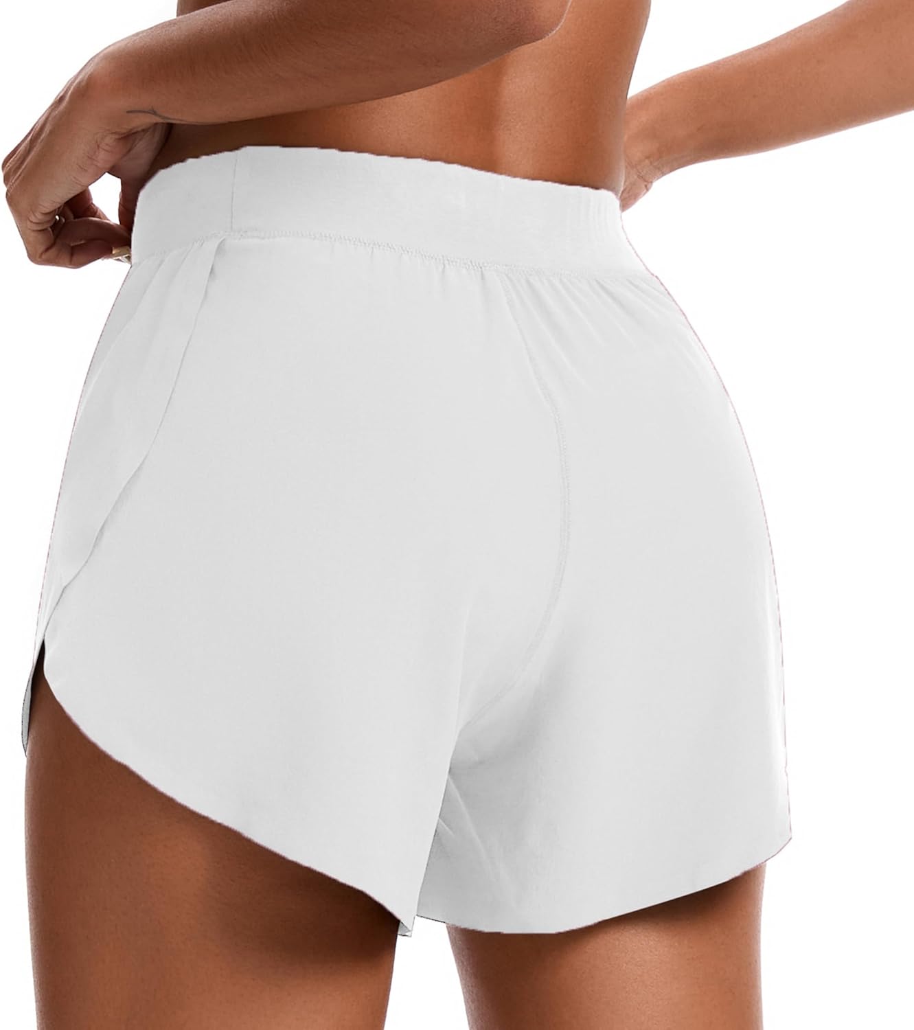 Womens Mid Waisted Dolphin Athletic Shorts for Women Lightweight High Split for Gym Workout with Liner Quick Dry - Image 2