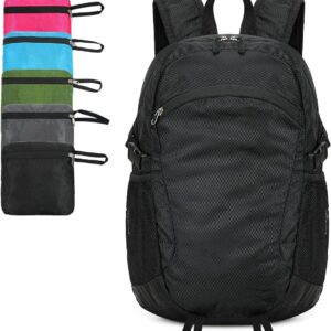Small Hiking Daypack,15L Waterproof Hiking Backpack Packable Lightweight Travel Day Pack for Women Men(Black, Small)