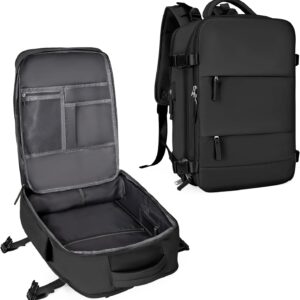 Large Travel Backpack For Women Men,Carry On Backpack,Hiking Backpack Waterproof Outdoor Sports Rucksack Casual Daypack Travel Essentials（Black）