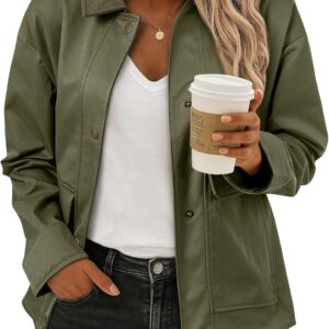 Jackets for Women Fall Fashion 2025 Lightweight Coat Button Down Cropped Shackets With Pockets