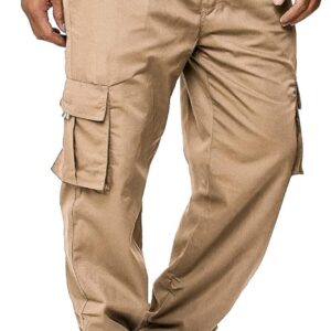 Men's Cargo Pants with Pockets Cotton Hiking Sweatpants Casual Athletic Jogger s Outdoor Trousers Relaxed Fit