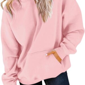 Women's Hoodies Sweatshirts Cute Long Sleeve Tops Loose Fleece Pullover Shirts with Pocket