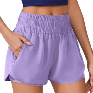 Running Shorts for Women Quick Dry High Waisted Athletic Short 2 in 1 Workout Gym Shorts with Zipper Pockets
