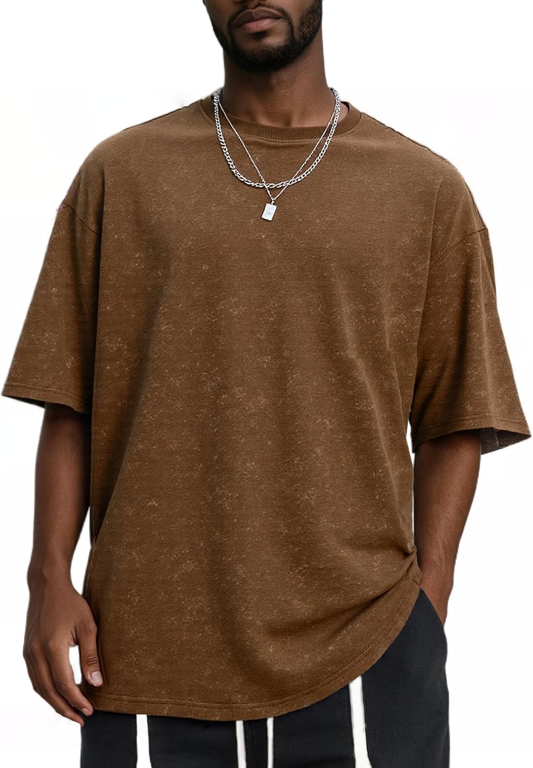 Oversized T Shirts for Men Streetwear Vintage Short Sleeve Casual Baggy Loose Solid Basic Tee Tops